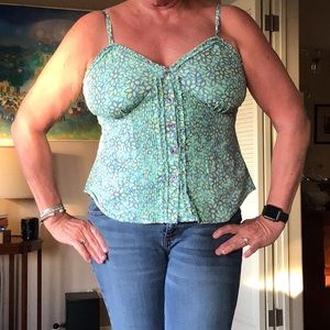 Green and Blue Floral Summer tank top